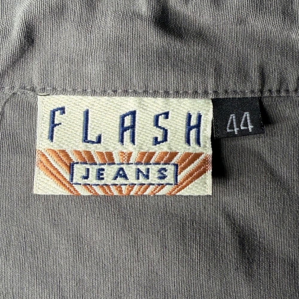 Vintage Flash Jeans Gray Lightweight Zip Up Jacket Viscose Blend Size 44 Mens L - Picture 3 of 11
